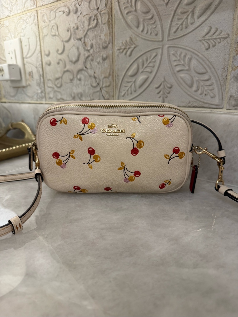 Coach Sadie Crossbody Clutch with Glitter Cherry Print 🍒